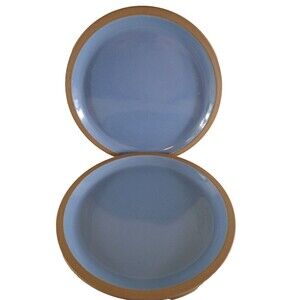 Midwinter Stoneware Dinner Plates Set of 3 Blue Tan Oven to Table 10.75"